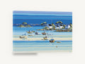 Low Tide Harbour Boats, moored boats low tide seascape painting, coastal canvas wall art print ready to hang