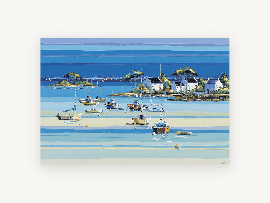 Low Tide Harbour Boats, coastal canvas wall art print, front view