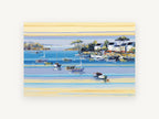Sunlit Mooring Bay, coastal canvas wall art print, front view
