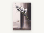White Blooms Tall Vase, floral canvas wall art print, front view