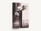 White Blooms in Dark Vase, white flowers tall vase palette knife, floral canvas wall art print ready to hang