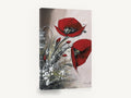 Crimson Poppy Pair, red poppies textured floral painting, floral canvas wall art print ready to hang