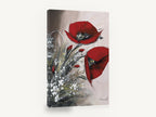 Crimson Poppy Pair, red poppies textured floral painting, floral canvas wall art print ready to hang