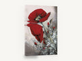 Crimson Poppy Spray, red poppy textured floral painting, floral canvas wall art print ready to hang