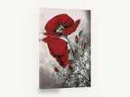 Crimson Poppy Spray, red poppy textured floral painting, floral canvas wall art print ready to hang