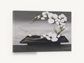 Orchid Arc on Black Tray, white orchids black tray floral painting, floral canvas wall art print ready to hang