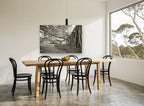 Banyan Roots Sepia landscape canvas print on the wall of a dining room