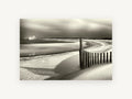 Moonlit Dune Fence, coastal canvas wall art print, front view