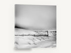 Snowbound Dune Fence, snowy dune fence black and white, coastal canvas wall art print ready to hang