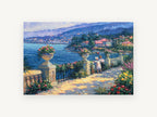 Lakeside Terrace Stroll, coastal canvas wall art print, front view