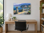 Lakeside Terrace Stroll coastal canvas print on the wall of a study