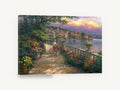 Lakeside Garden Promenade, lakeside garden path impressionist scene, coastal canvas wall art print ready to hang