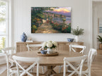 Lakeside Garden Promenade coastal canvas print on the wall of a Hamptons dining room