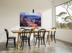 Blooming Terrace Above the Bay coastal canvas print on the wall of a dining room