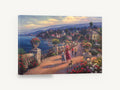 Seaside Promenade Stroll, coastal garden promenade painting style, coastal canvas wall art print ready to hang
