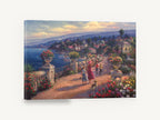 Seaside Promenade Stroll, coastal garden promenade painting style, coastal canvas wall art print ready to hang