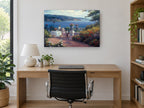 Terrace Tea by the Bay coastal canvas print on the wall of a study