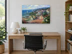 Seaside Garden Walk coastal canvas print on the wall of a study
