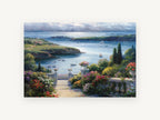 Garden Terrace Harbour, coastal canvas wall art print, front view