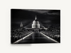Dome Beyond the Bridge, st paul's cathedral night black and white photograph, city canvas wall art print ready to hang