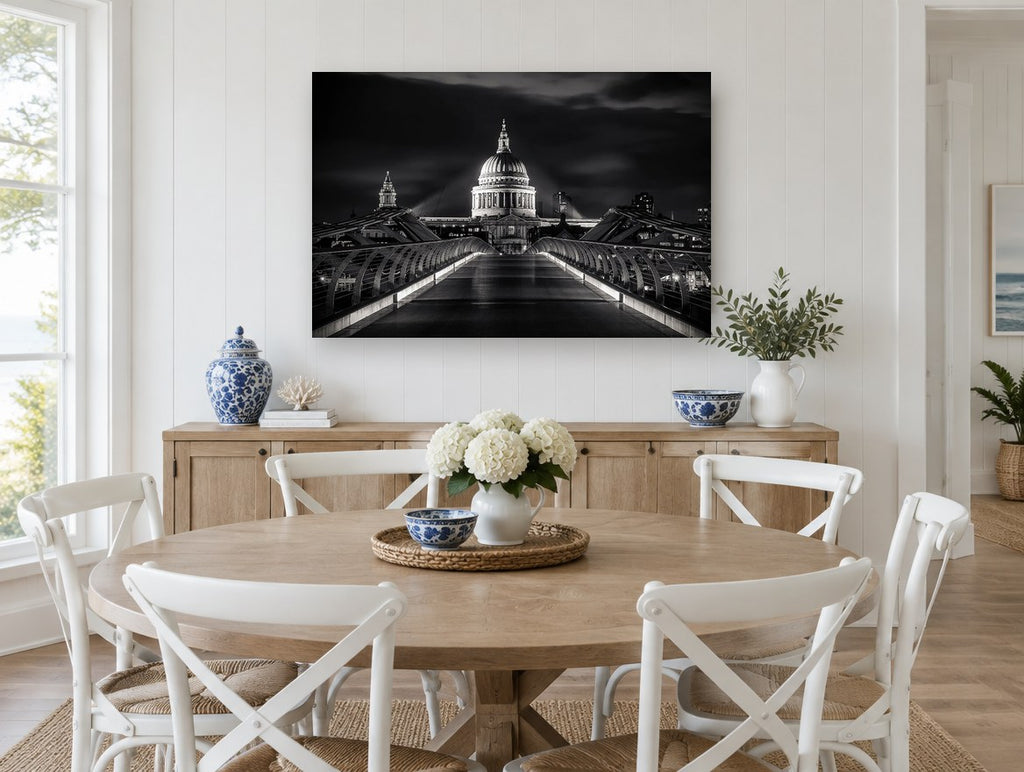 Dome Beyond the Bridge city canvas print on the wall of a Hamptons dining room