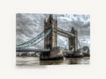 Tower Bridge Storm Light, tower bridge london stormy sky photograph, city canvas wall art print ready to hang