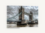 Tower Bridge Storm Light, tower bridge london stormy sky photograph, city canvas wall art print ready to hang