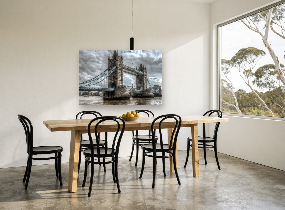 Tower Bridge Storm Light city canvas print on the wall of a dining room