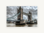 Tower Bridge Storm Light, tower bridge london stormy sky photograph, city canvas wall art print, front view