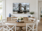 Tower Bridge Storm Light city canvas print on the wall of a Hamptons dining room