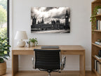 Westminster Under Storm Clouds city canvas print on the wall of a study