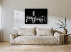 Wet Night at Westminster city canvas print on the wall of a living room