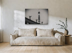 Trumpeting Angels Tower city canvas print on the wall of a living room