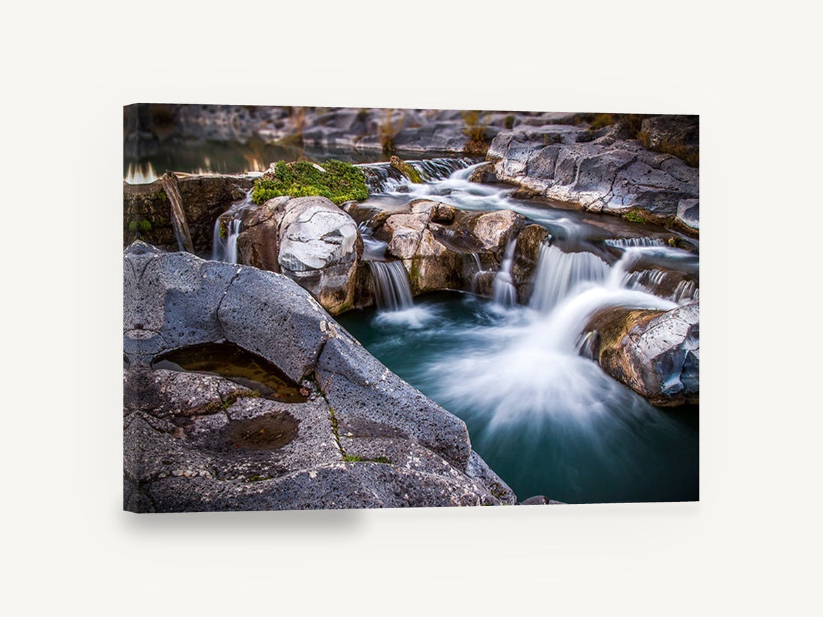 Silken Rock Pools, long exposure waterfall rock pool photograph, landscape canvas wall art print ready to hang