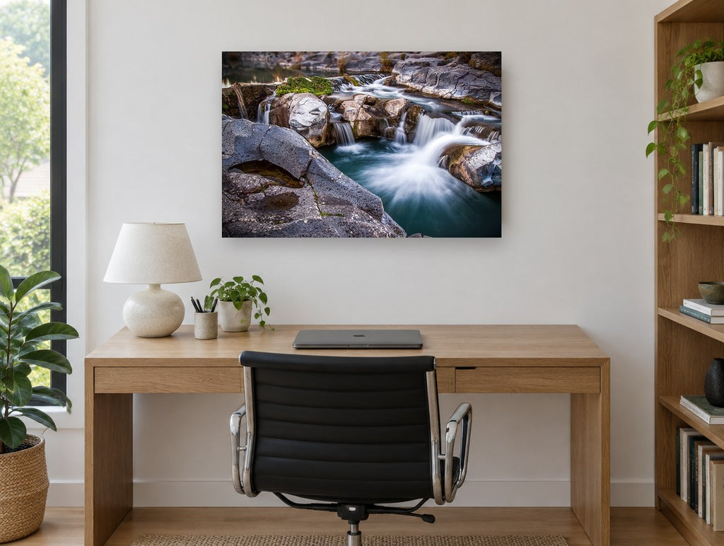 Silken Rock Pools landscape canvas print on the wall of a study