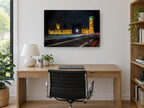 Westminster After Dark city canvas print on the wall of a study