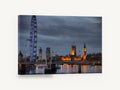 Thames Dusk Lights, london skyline at dusk photograph, city canvas wall art print ready to hang