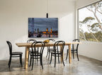 Thames Dusk Lights city canvas print on the wall of a dining room