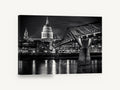 Dome Over the Thames, st paul's and millennium bridge night photograph, city canvas wall art print ready to hang