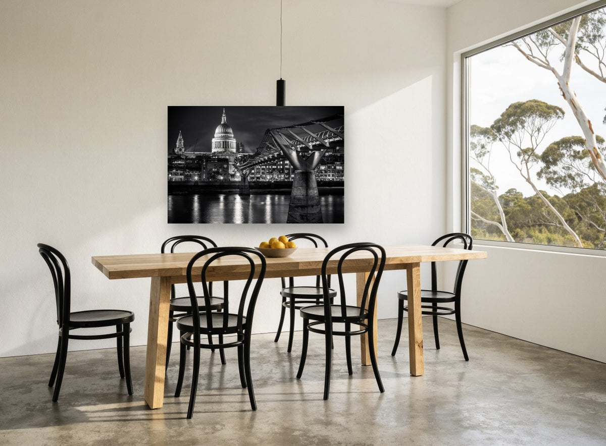 Dome Over the Thames city canvas print on the wall of a dining room