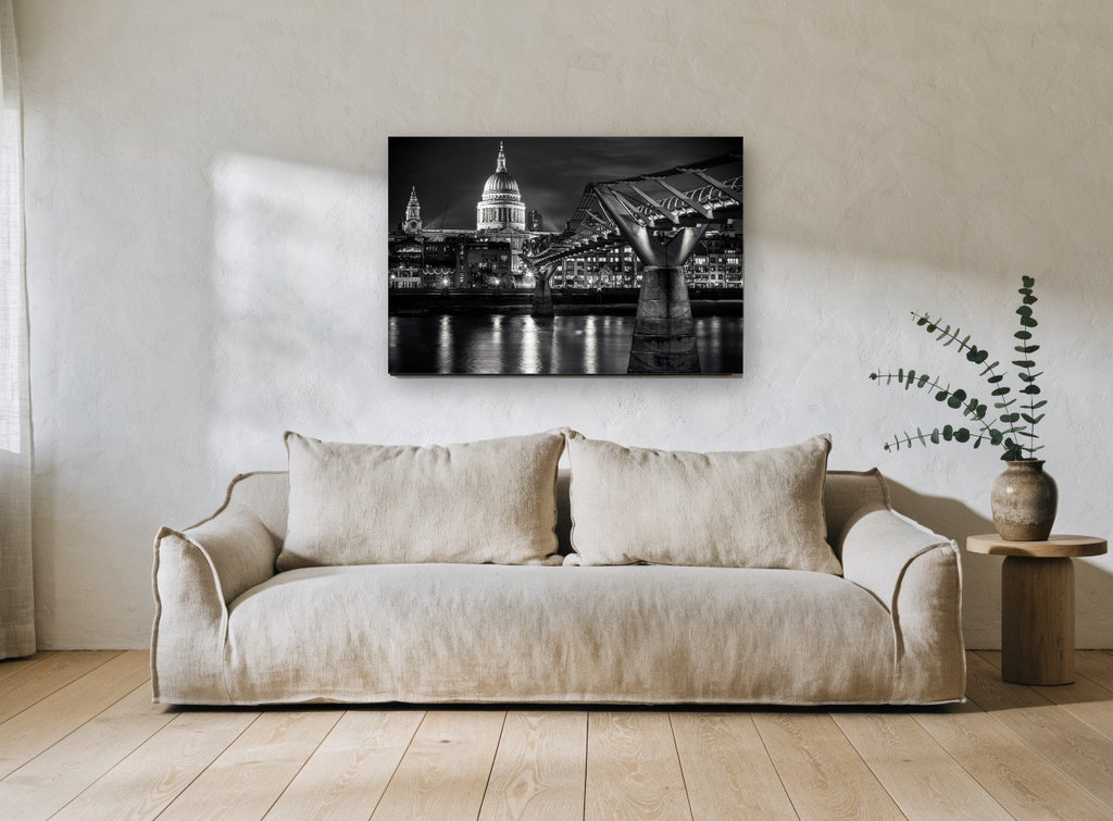 Dome Over the Thames city canvas print on the wall of a living room