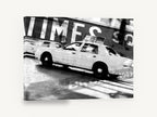 Times Square Taxi Blur, times square taxi black and white, city canvas wall art print ready to hang