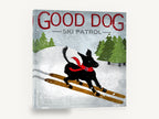 Ski Patrol Black Dog, black dog ski patrol illustration, animal canvas wall art print ready to hang