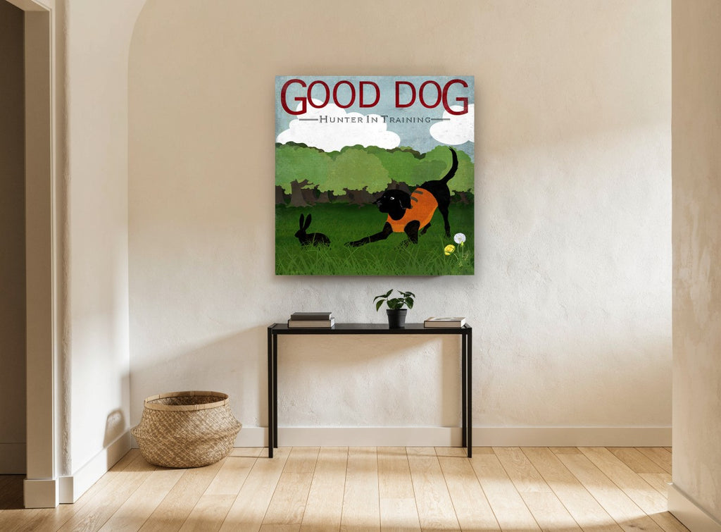 Hunter In Training landscape canvas print on the wall of a hallway