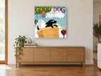 Pilot Pup Balloon Poster animal canvas print on the wall of a living room above a sideboard