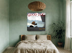 Ace Pilot Lab animal canvas print on the wall of a bedroom