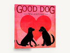 Valentine Labrador Pair, black dogs valentine heart illustration, animal canvas wall art print ready to hang