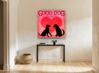 Valentine Labrador Pair animal canvas print on the wall of a hallway