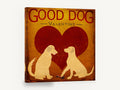 Valentine Retriever Pair, golden retriever valentine heart illustration, animal canvas wall art print ready to hang