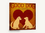 Valentine Retriever Pair, golden retriever valentine heart illustration, animal canvas wall art print ready to hang